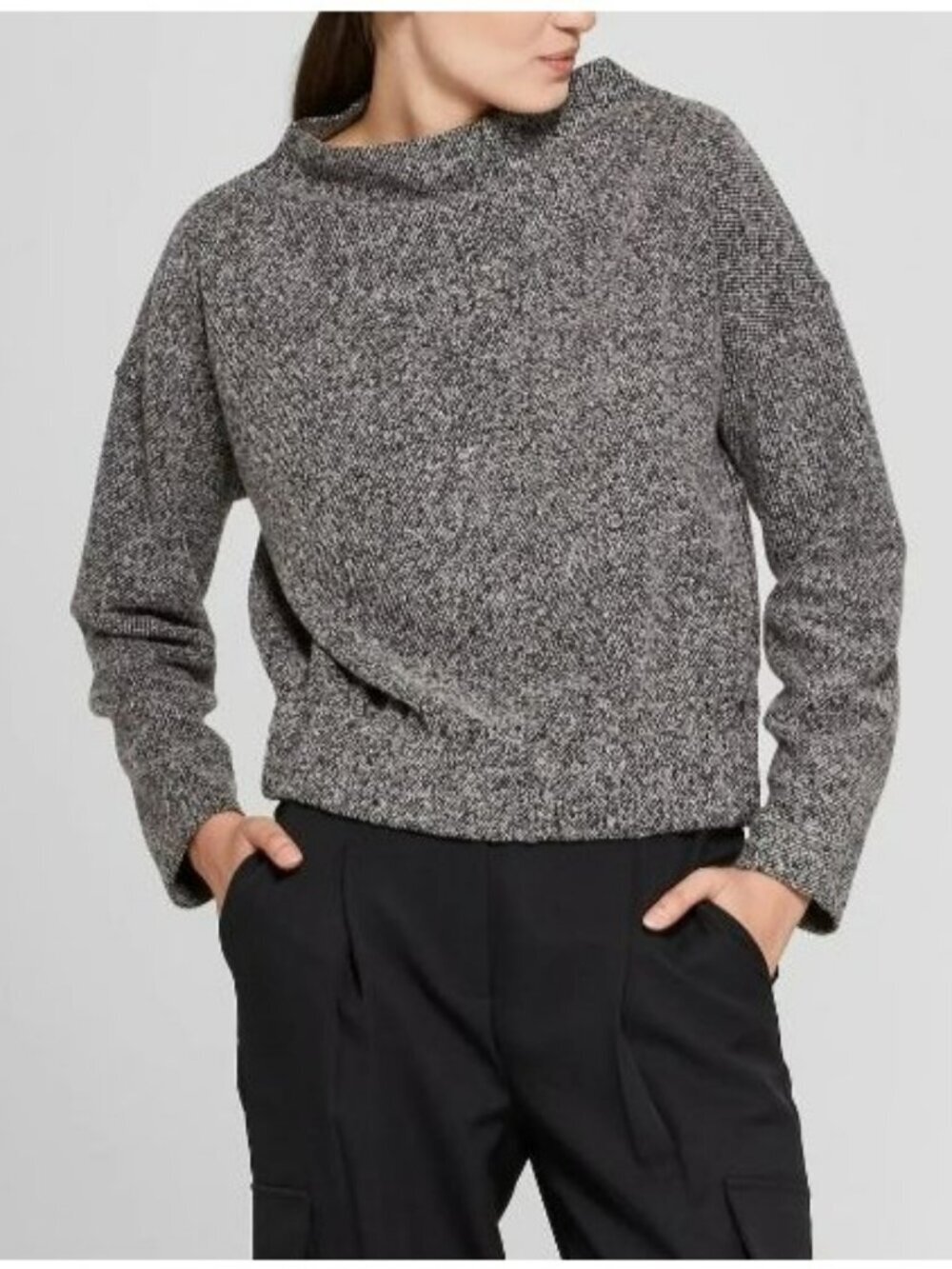Prologue Womens Grey Textured Long-Sleeve Sweater Size XXL